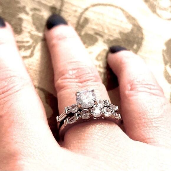 -The WithThese Rings 925 Silver Ring W/White Sapphire Set sz 6 - Picture 4 of 8